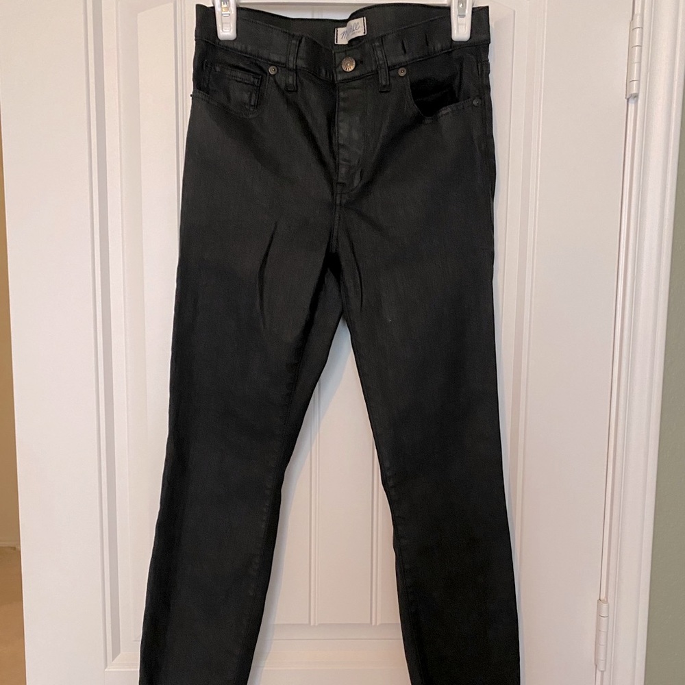 Madewell Black coated high-waist skinny jeans